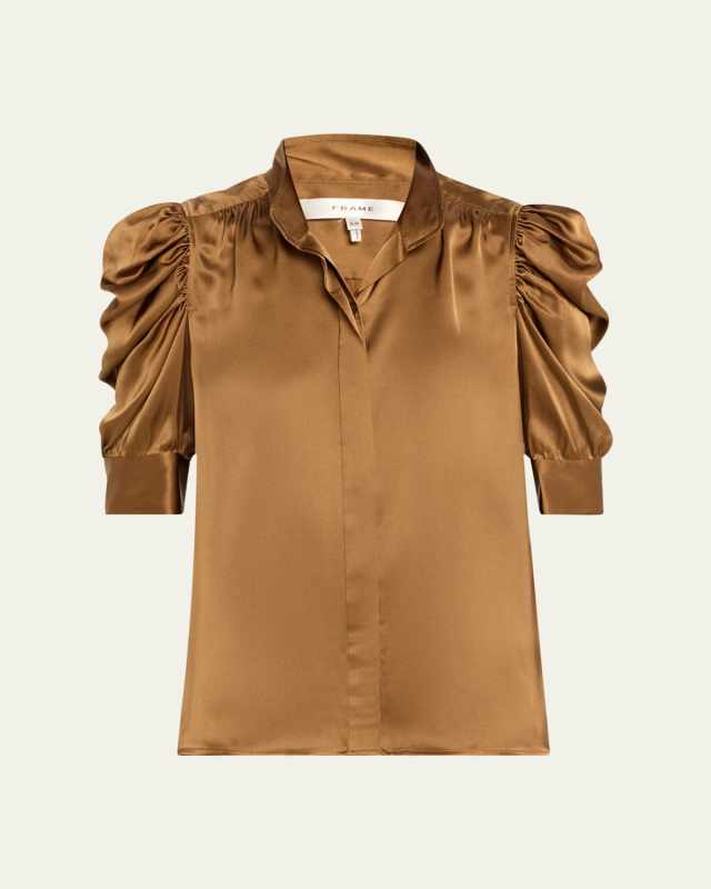 Gillian Silk Ruched Sleeve Top